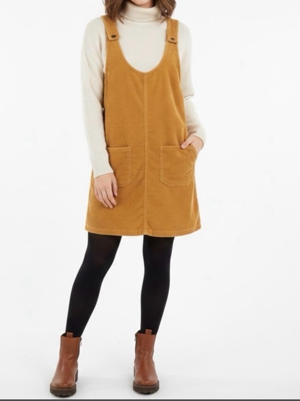 NEW Blue Spice Corduroy jumper Overall jumpsuit Dress burnt yellow MEDIUM boho